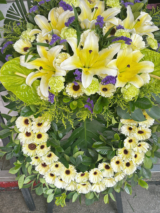 西式花圈-f07|白事花牌|帛事花籃・帛事花牌 即日送達|九龍帛事花店