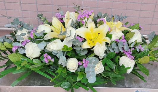棺面花-c01|白事花牌|帛事花籃・帛事花牌 即日送達|九龍帛事花店