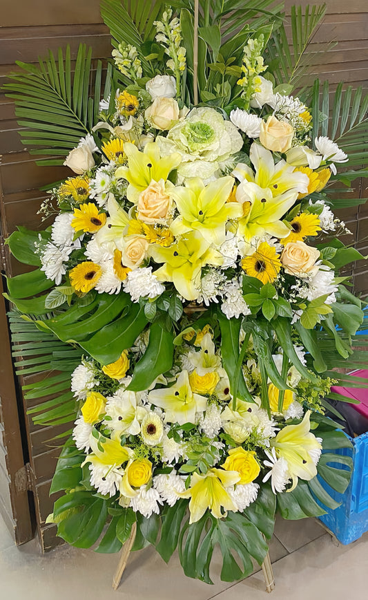 雙層帛事花籃-b09|雙層帛事花籃 |帛事花牌・帛事花圈・帛事花店 即日送達|九龍帛事花店