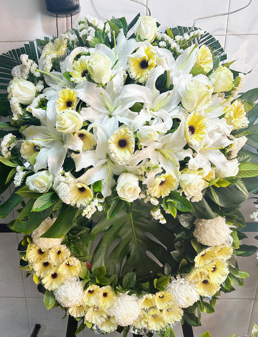 西式花圈-f05|白事花牌|帛事花籃・帛事花牌 即日送達|九龍帛事花店