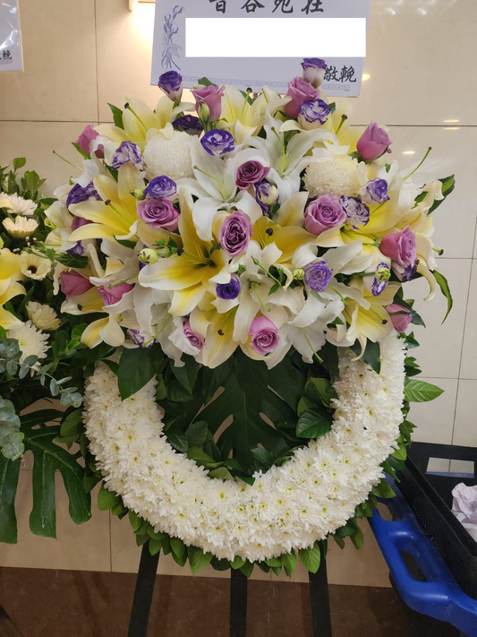 西式花圈-f11|白事花牌|帛事花籃・帛事花牌 即日送達|九龍帛事花店