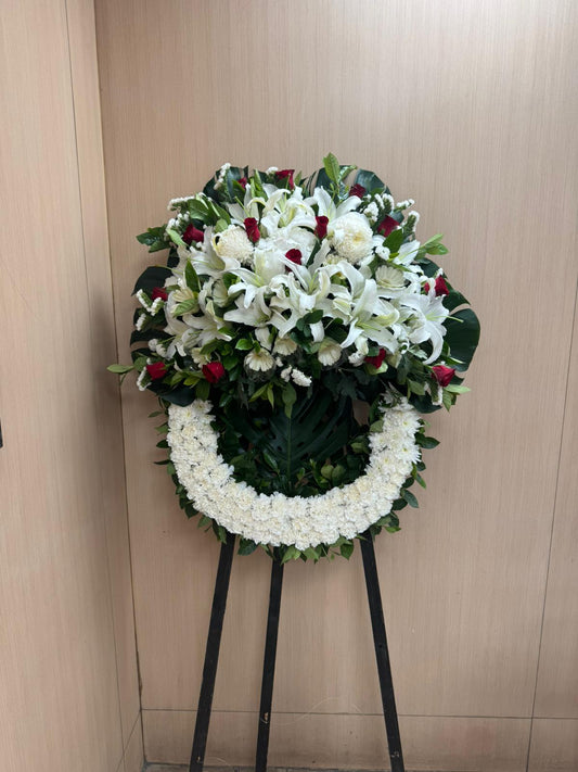 西式花圈-f17|白事花牌|帛事花籃・帛事花牌 即日送達|九龍帛事花店