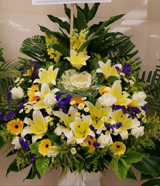 帛事花籃-a07｜ 帛事花籃 ｜帛事花牌・帛事花圈・帛事花店 即日送達｜九龍帛事花店