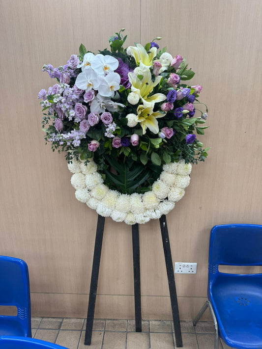 西式花圈-f18｜白事花牌｜帛事花籃・帛事花牌 即日送達｜九龍帛事花店